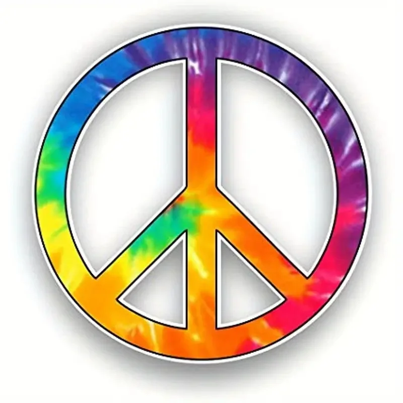 DS06# 13x13cm Vibrant Rainbow Peace Sign Sticker - Perfect for Car, Laptop, and Window Decoration Waterproof Decal