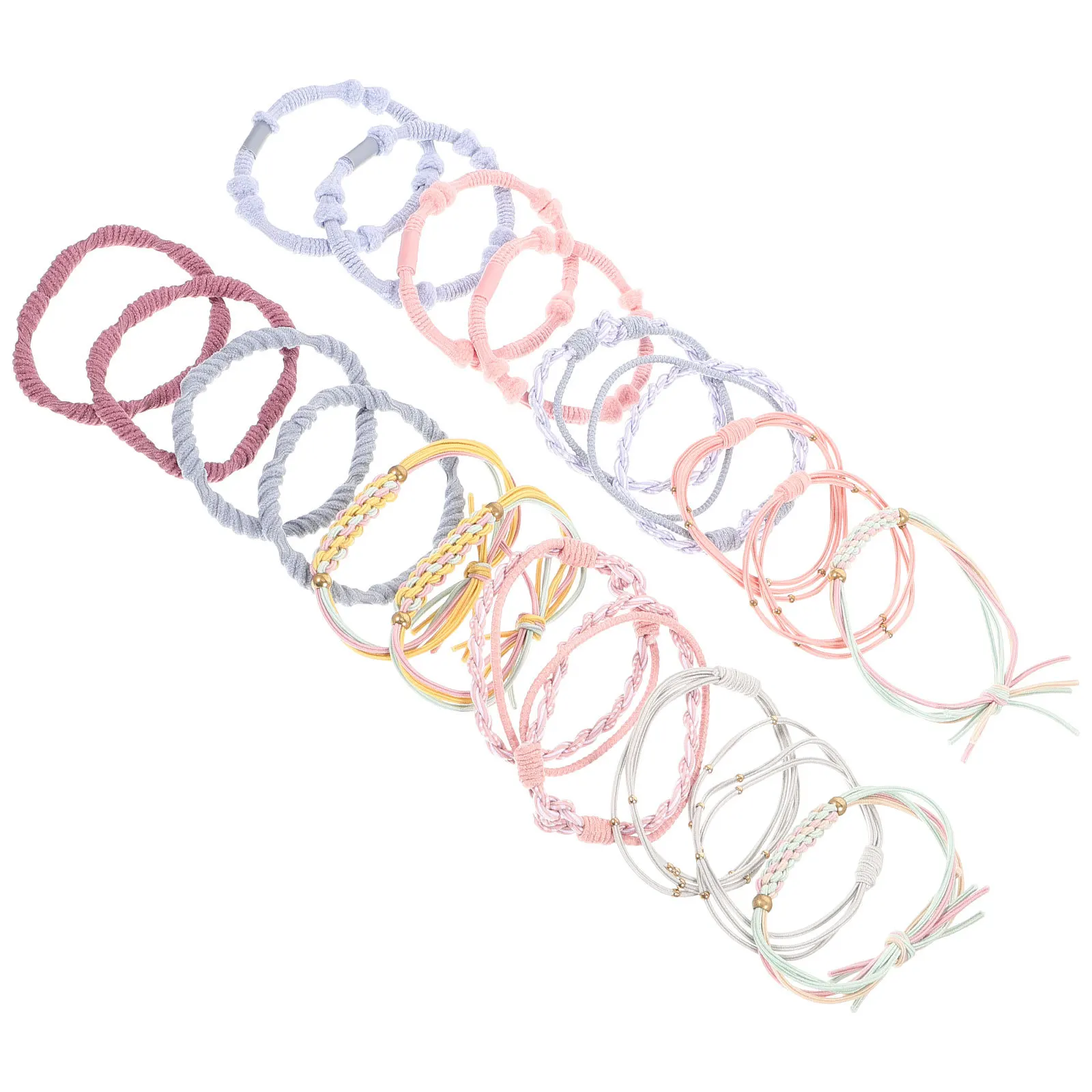 

20pcs Vintage Bohemian Braided Elastic Scrunchie Bohemian Ties For Women Thin Hair Ponytail Holders Hair Accessories