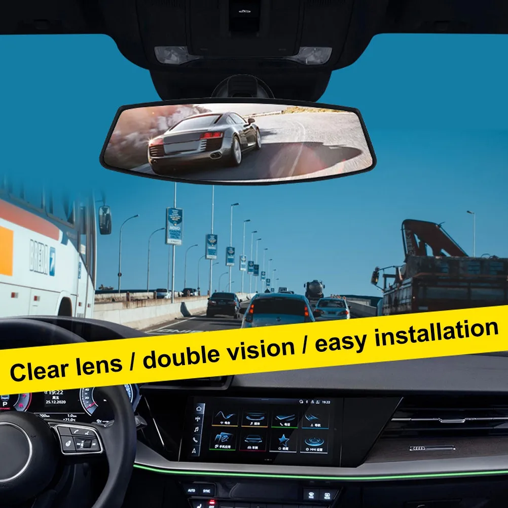 Auto Rearview Mirror for Cars, ABS Frame + Glass, Easy Adhesive Installation, Wide Field of View, Interior Mirror