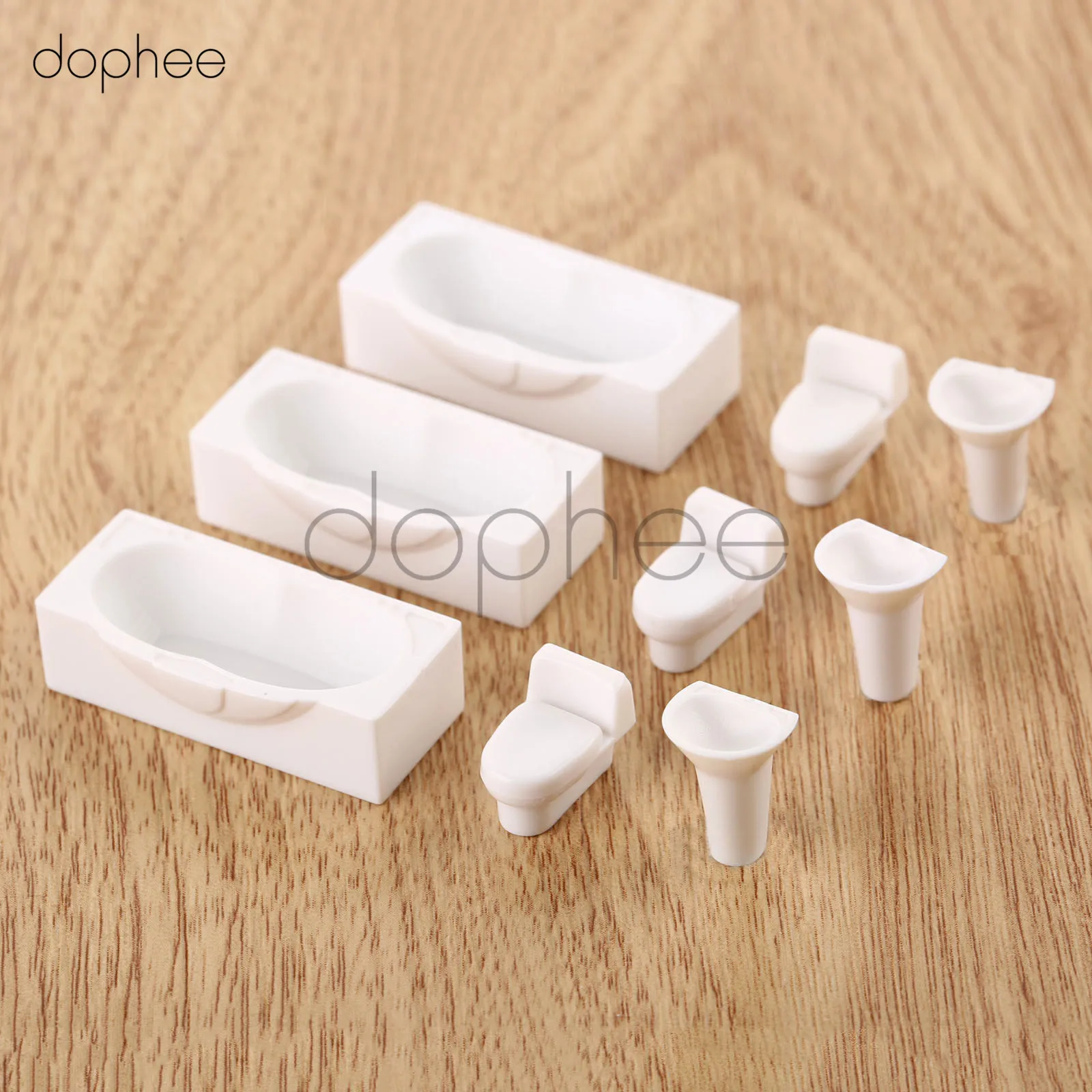 

dophee 10pcs architecture Dollhouse Washing Room Furniture DIY Model closestool/washstand/bathtub Scale 1:50