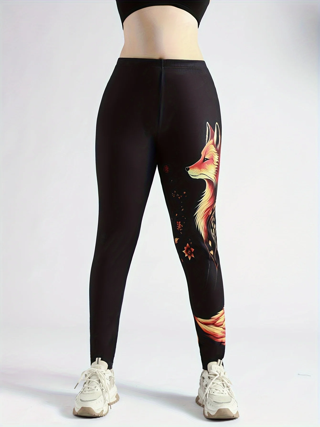 Animal estampado feminino ostenta leggings, calça elástica, calça apertada casual e confortável