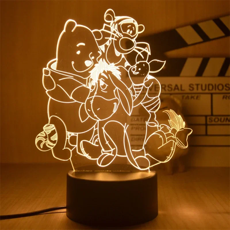 Disney Pooh Bear 3D Warm White Monochrome Eye Protection Nightlight Desk Writing Lamp Decorate Children\'s Birthday Gifts