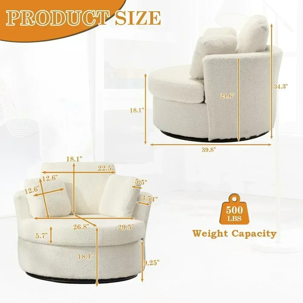 

Chair, Swivel Barrel Chair for Living Room, Oversized Accent Chair, Modern Arm Chair, Comfy Single Sofa Chair for Nursery