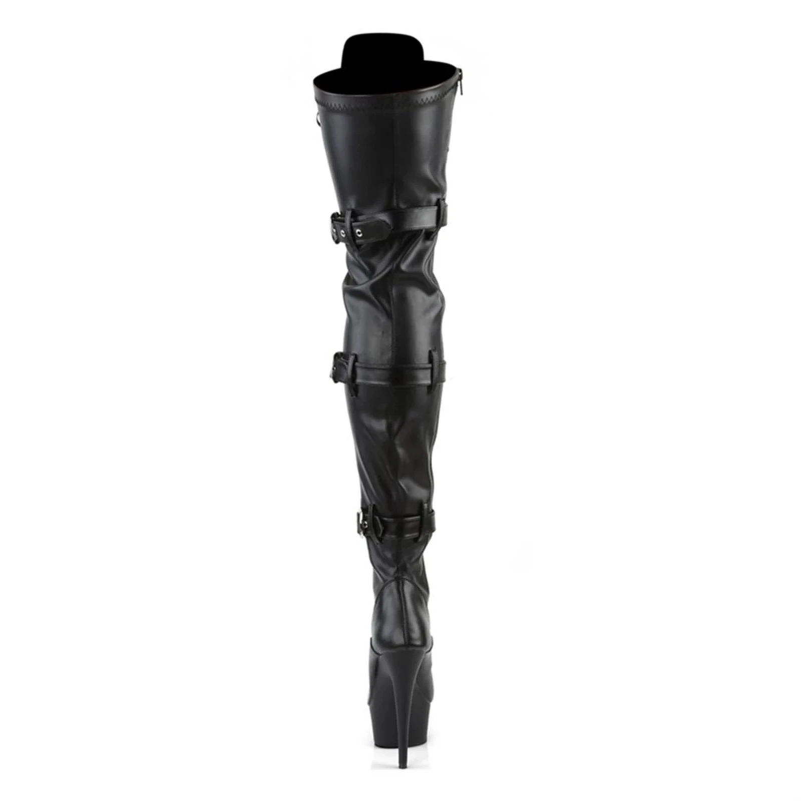 15CM Stripper Knee Boots | Steel Pipe Dance Knee Boots | Black Strapped Thigh Boots | Suitable for Stage Dancing in Nightclubs