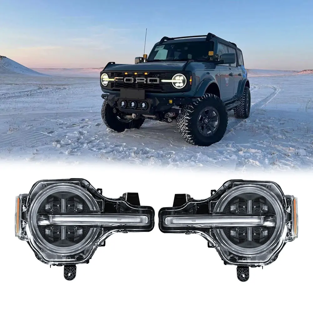 

Led Headlight For Ford Bronco 2021 2022 Rapter 2Door 4Door Front Hi Low DRL Turn Signal Lights Headlamp Assembly Car Accessories