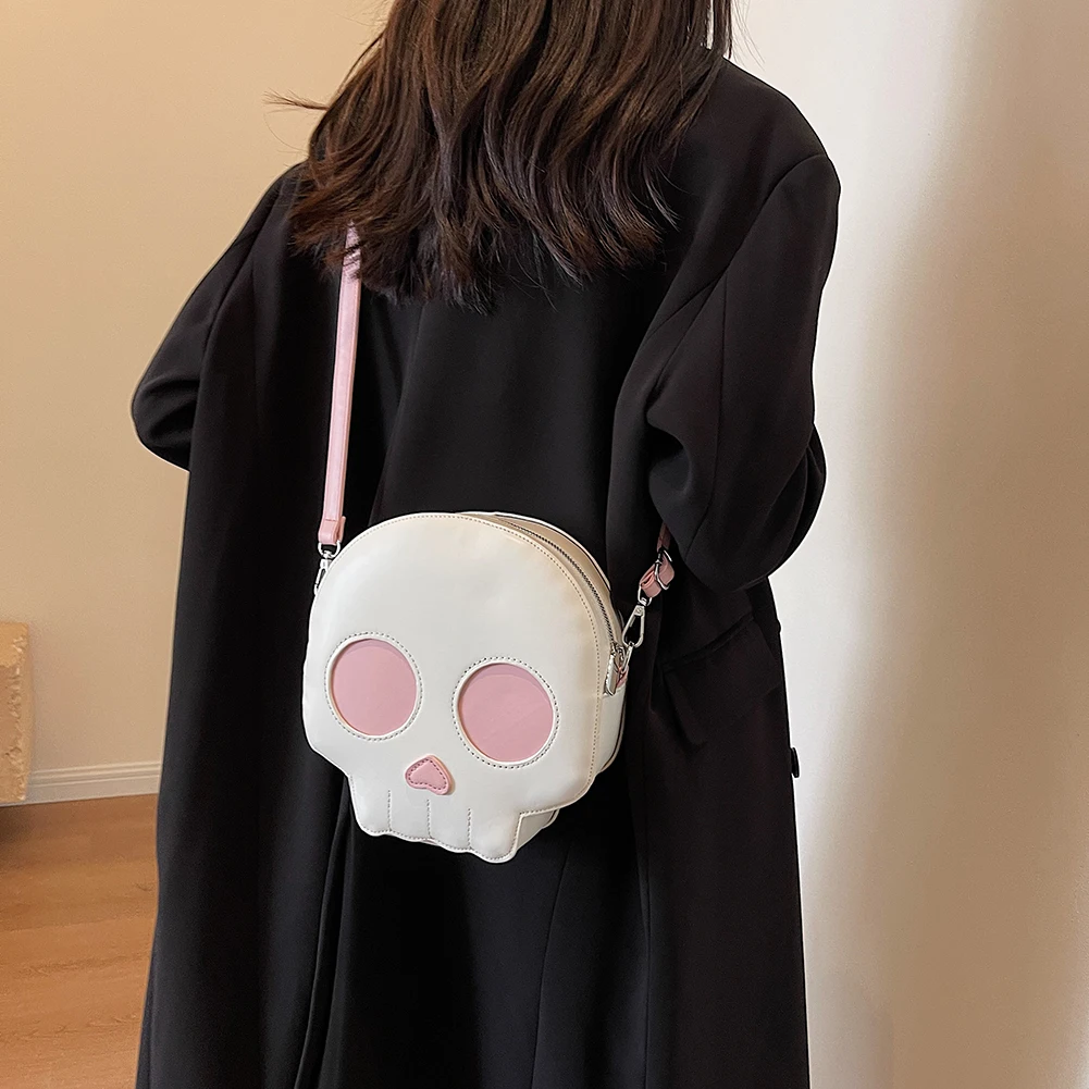 Halloween Ghost Bag Gothic Shoulder Bag Women Novelty Devil Skull Funny Bag PU Leather Tote Crossbody Bag Ghost Handbags Purse