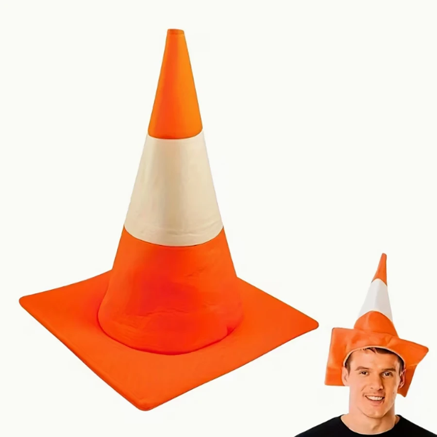 Obstacle ice cream bucket, Halloween toilet cap, conical hat, carnival hat, yellow and white traffic light hat