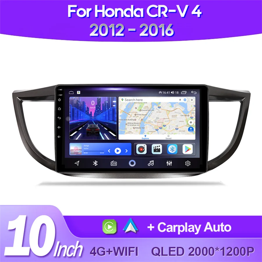 

QSZN For Honda CRV CR-V 2012 - 2016 Car Radio AI Voice 4G WIFI CarPlay Android Auto GPS Car Multimedia Video Player No DVD 2 Din