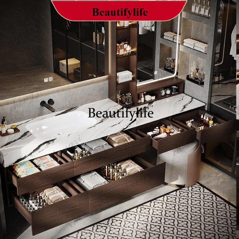 

Light Luxury Solid Wood Bathroom Cabinet Partitions Accessories Closet Cupboard Space Saver Gadgets ModernK182