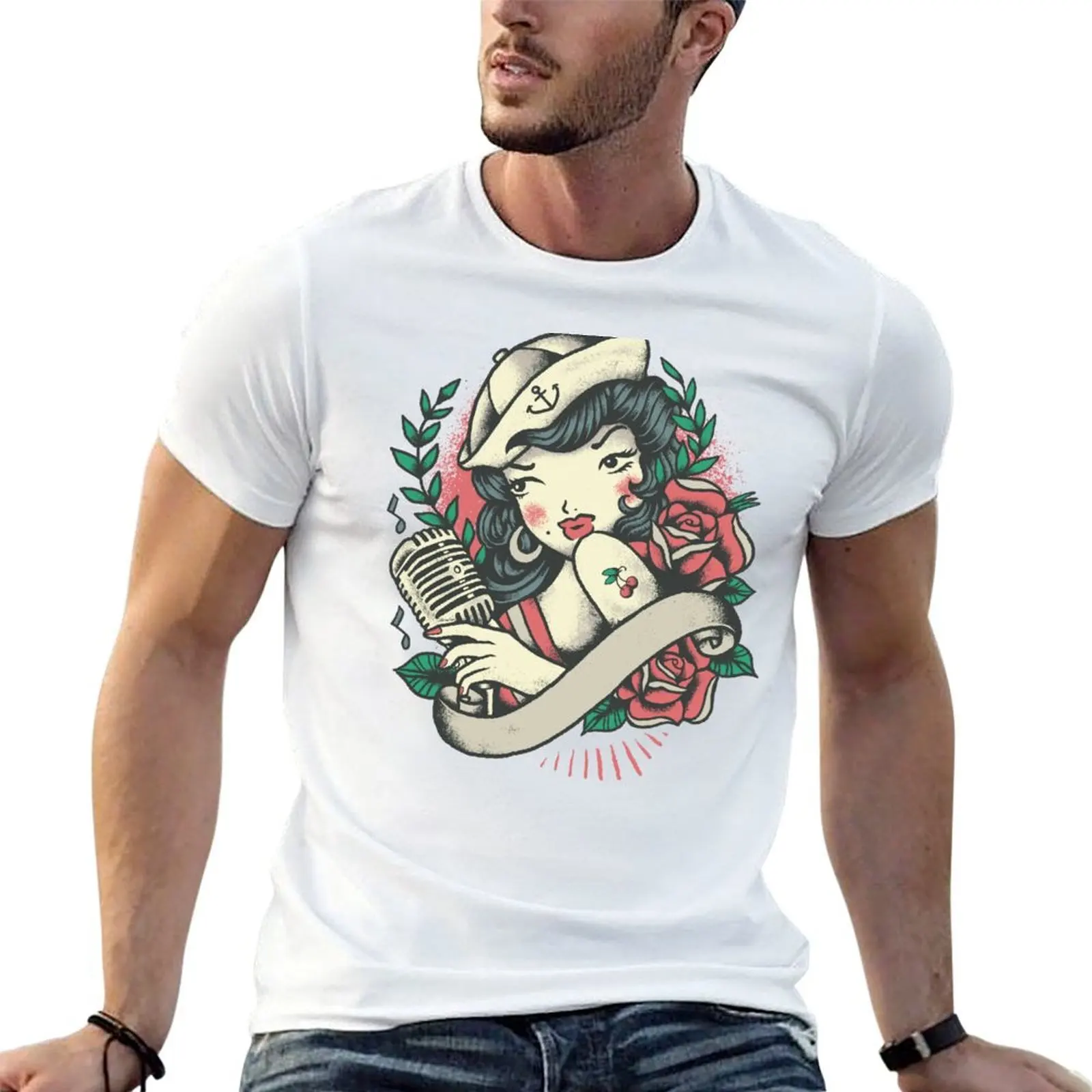 

Vintage Pinup Girl T-Shirt t shirts for man slim fit t shirt man luxury t shirts for man pack cotton T-shirt