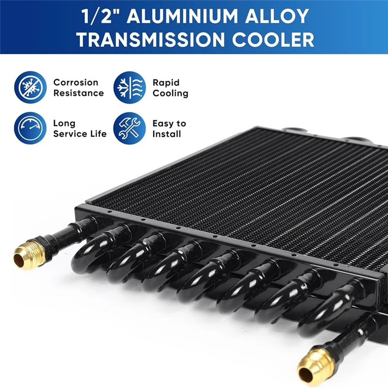 

A03Z-16 Rows 8AN Air Compressor Universal Black Transmission Cooler, 1/2Inch Tube Fin Aftercooler