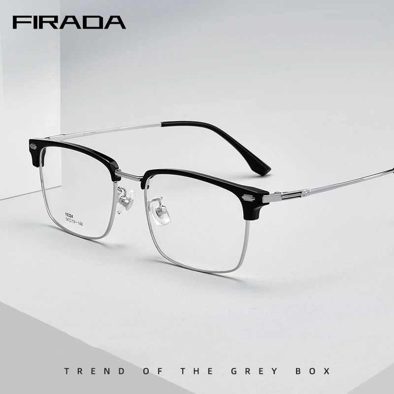 FIRADA Fashion Transparent Eyewear 2023 New Vintage Square Eyeglasses Optical Prescription Glasses Frame For Men Women 16324TH