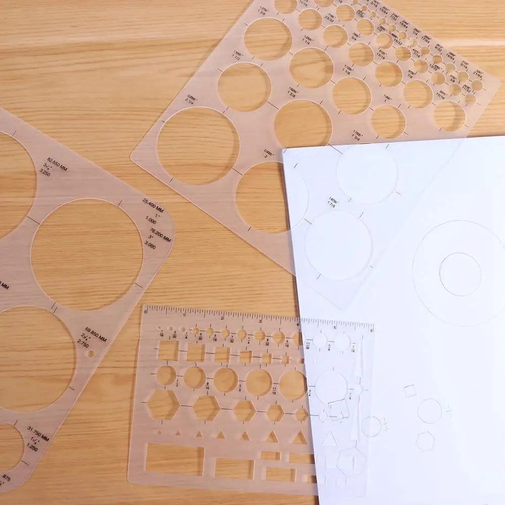 3Pcs 3 Sizes Round Templates Transparent DIY Circle Stencils for Drawing Creativity Multi-use Multifunctional Geometric Ruler