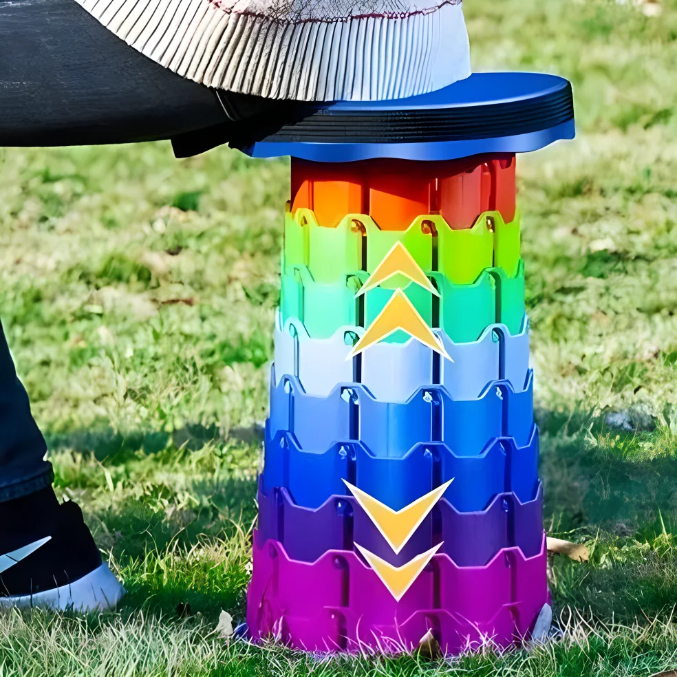 Folding Telescopic Stool Storage Stool Outdoor Travel Folding Stool Adjustable Plastic Fishing Stool Rainbow Telescopic Stool