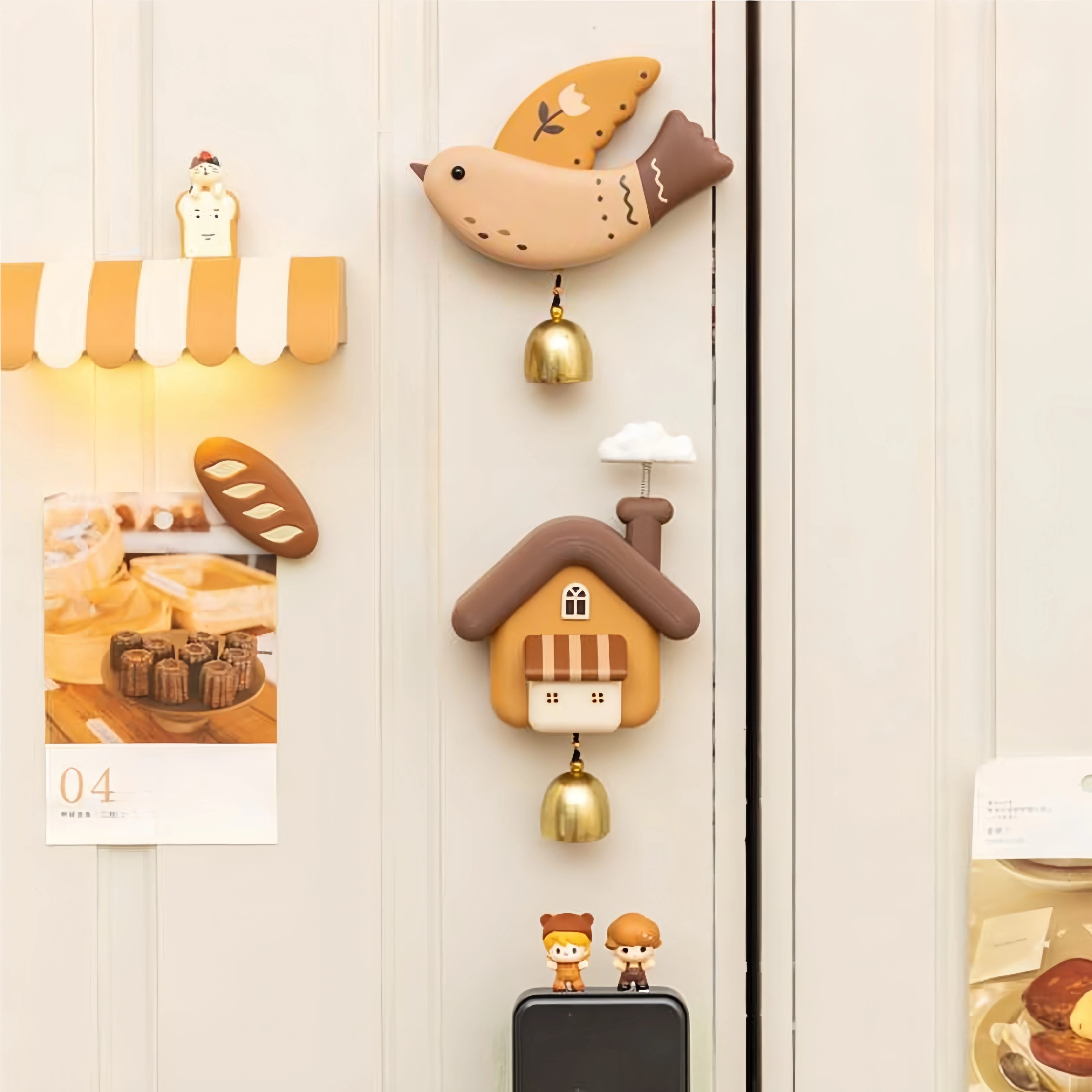 Cartoon Little House Wind Chimes Doorbell Hanging Decor Fridge Stickers Home Wall Shopkeeper Remind Bell Birthday Christmas Gift