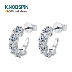 KNOBSPIN D VVS1 Moissanite Earring s925 Sterling Silver Plated 18k White Gold Fine Jewelry with GRA Wedding Earrings for Women