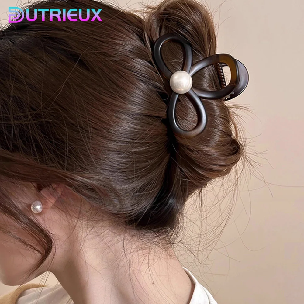 Pinzas para el pelo con lazos acrílicos para mujer, horquilla con perlas, pinza para el pelo, accesorios para el cabello, Mini niñas, tocado, 8cm