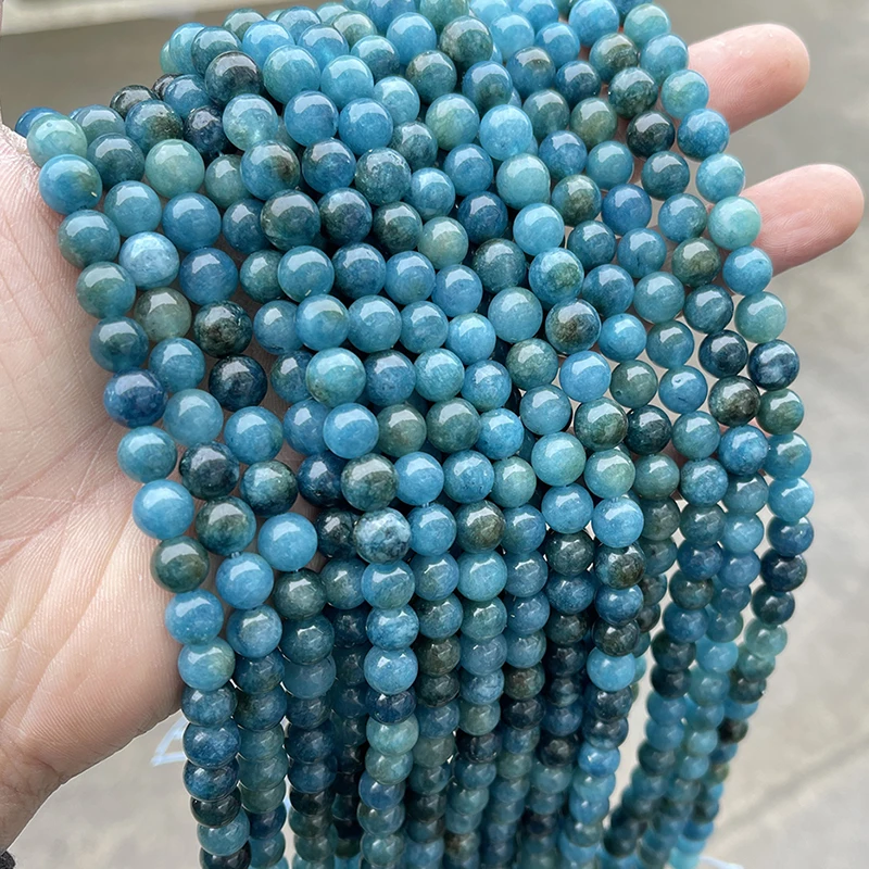 Naturstein-Apatit-Farbchalcedon-Perlen, runde lose Spacer-Perlen für die Schmuckherstellung, DIY-Armband, Halskette, Zubehör, 6, 8, 10 mm