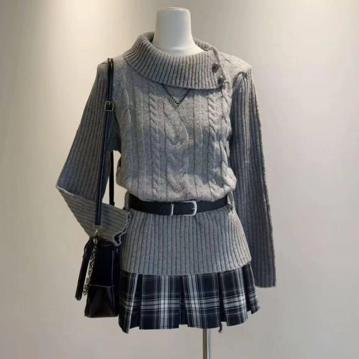 

Вязаный свитер в стиле гайру и Y2K, корейский, милый, кавайный, с длинным рукавом, для женщин, 2000-х годов