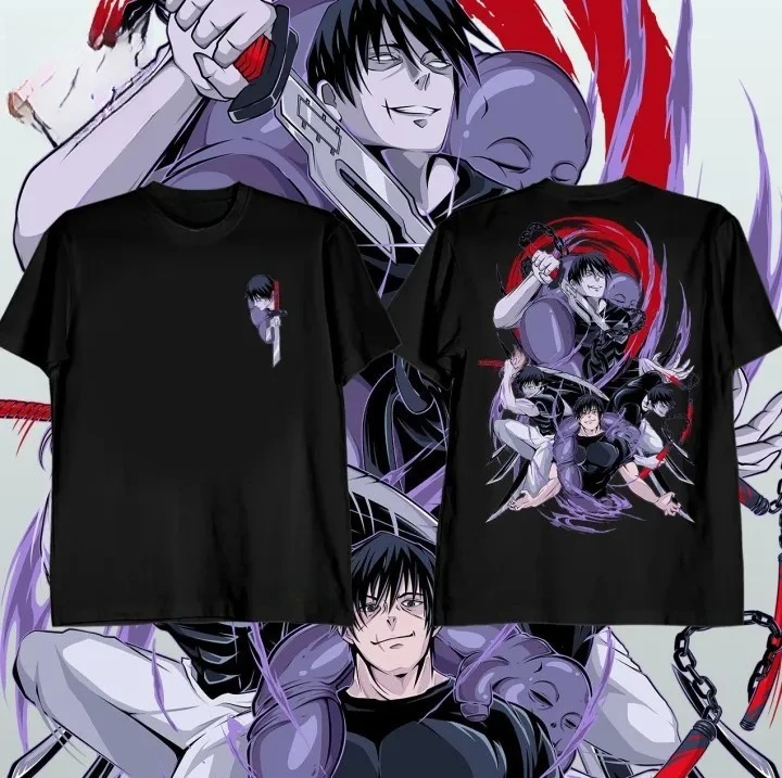 2026 Sommer Jujutsu Kaisen Anime Fushiguro Toji Bedrucktes Lockeres Kurzarm-T-Shirt aus Reiner Baumwolle für Kinder Unisex Lässig Oversize