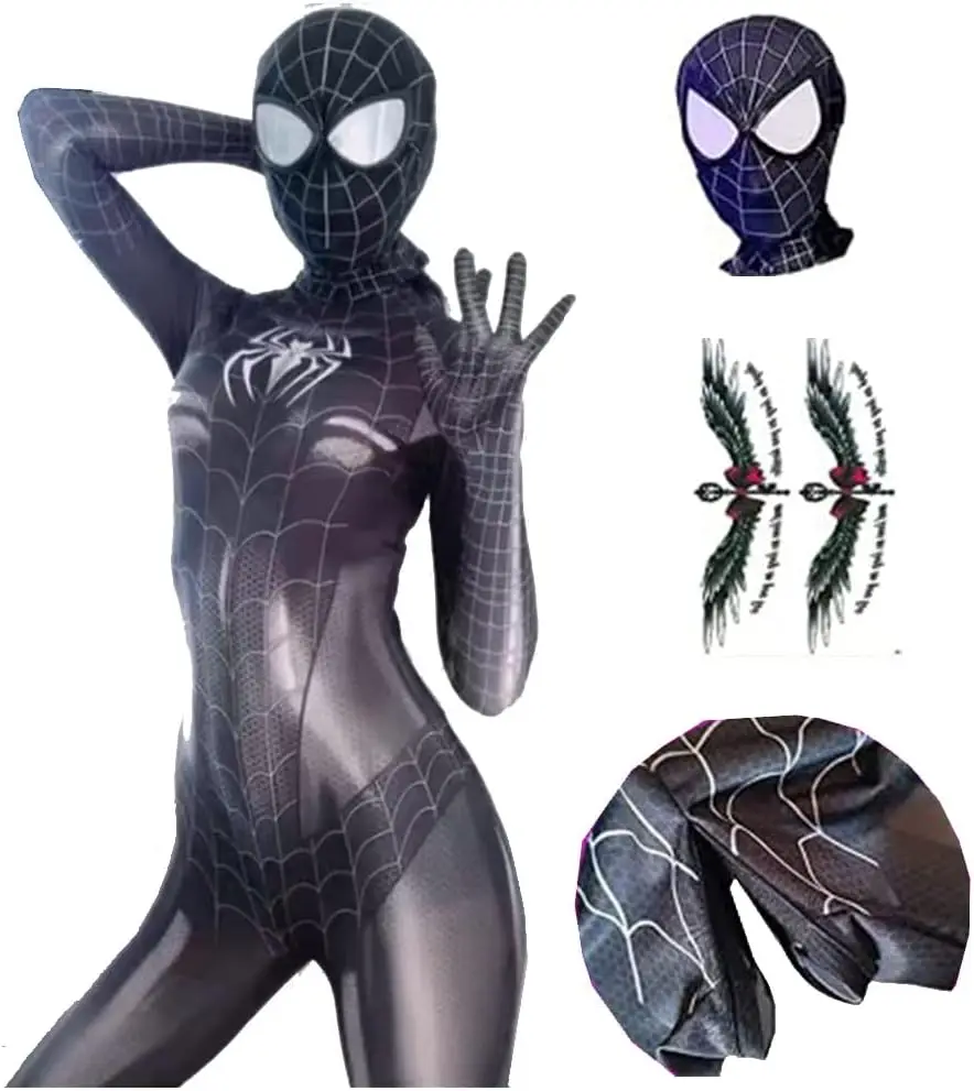 Dames Sexy Spider Kostuum Maskers Voorste Onderkant Bodysuit Vrouwen Halloween Meisje Superheld Cospaly Jumpsuit