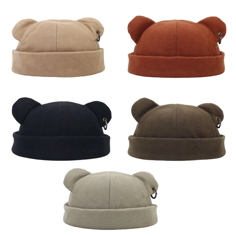 Thickened Winter Hat with Bear Ear for Men Women Unisex Winter Autumn Breathable Beanies Hat Fashion Headwear Accessory