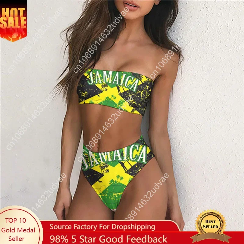 Classic Jamaica Flag Design Swimming Suit for Women Bikinis Sets Girls Strapless Bikini Set Bathing Suit Swimsuit Sexy Swimwear