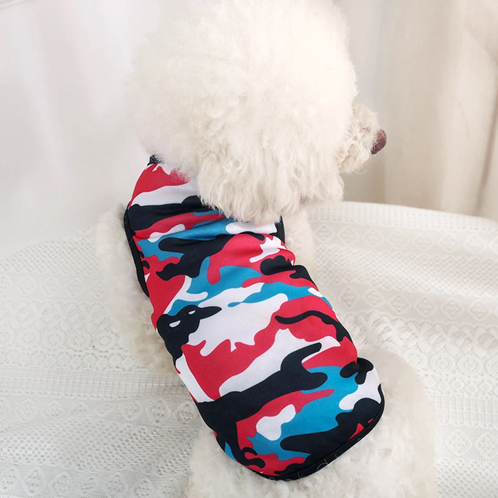 Camouflage Dog Clothes Summer Thin Dog Cat Vest Cute Puppy T-shirt Soft Comfor Teddy Chihuahua Sleeveless Vest Pet Supplies