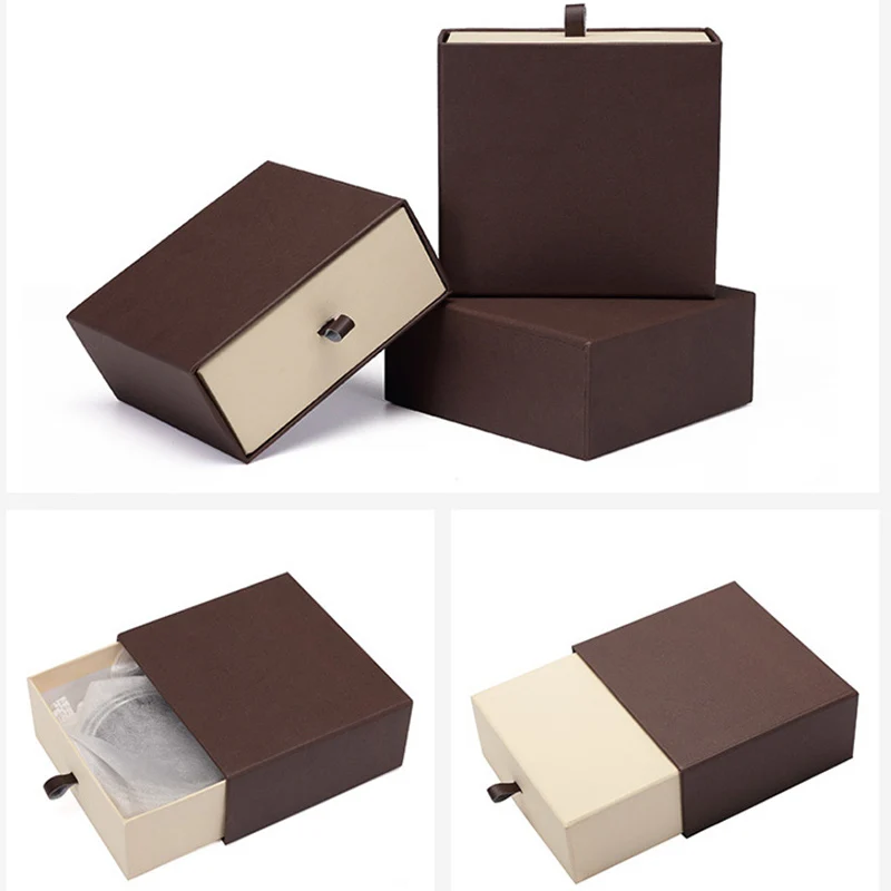 Square With Lid Jewelry Organizer Box Tie Belt Packaging Pump Pull Box   Ring Necklace Bracelets Earring Gift Packaging Boxes