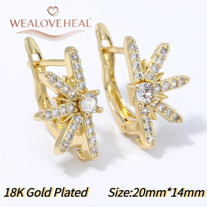 schmuckherstellung zubehör, 1 Paar 18K vergoldete Messing-Stern-Sonnenstrahl-Ohrringhaken mit Mikro-Pavé-Zirkonia und offenem Öhrchen für DIY-Schmuckherstellungszubehör – Detail 19