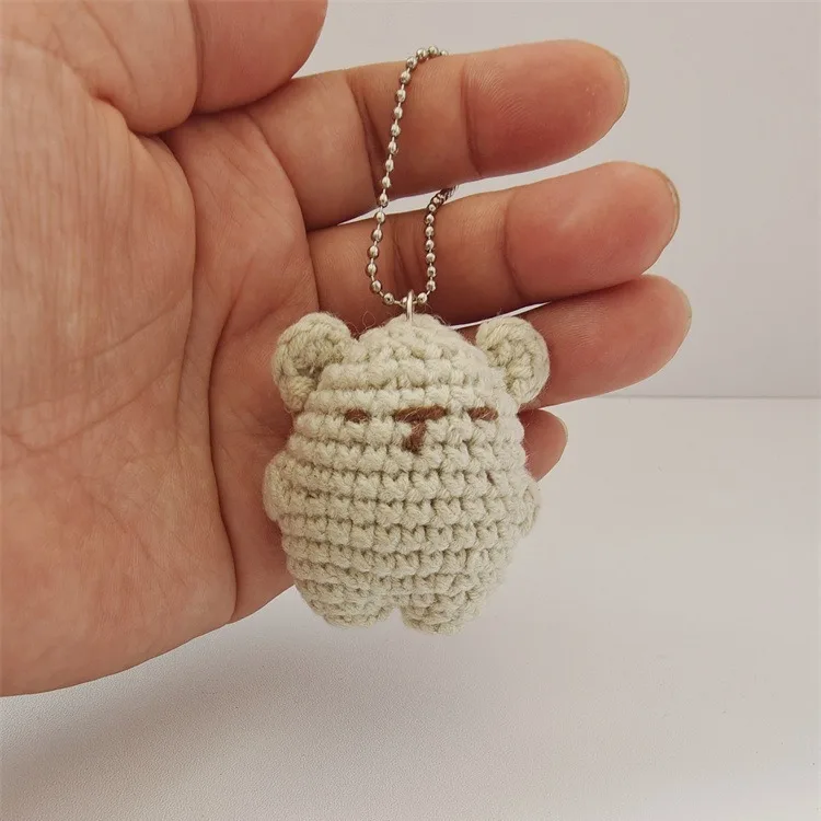 Mini Urso DIY Handmade Malha Chaveiro, Pingente Animal Bonito, Lã Tricô, Casal Presente, Mochila Decoração, Ins, Coreano