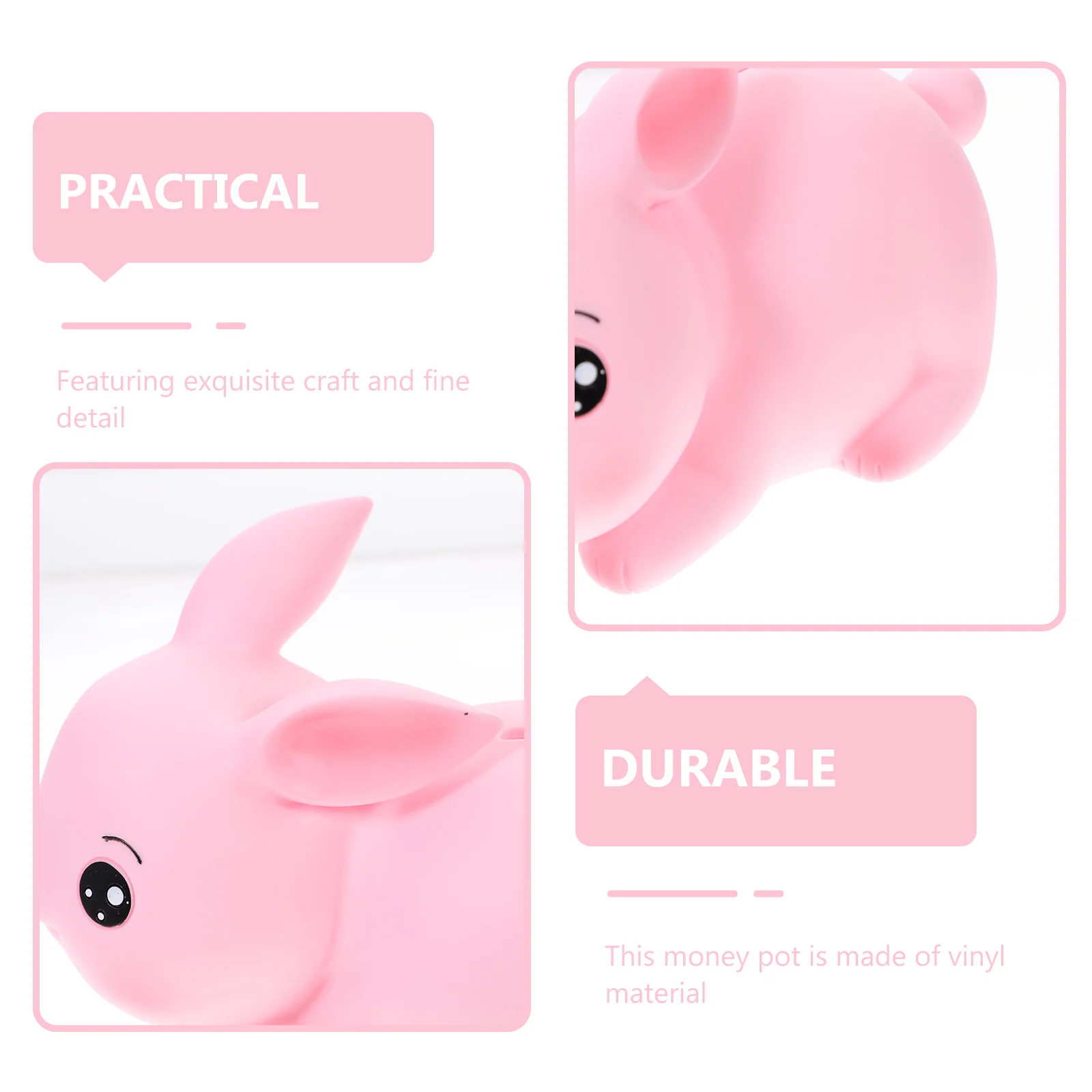 Kids Piggy Bank Bunny Rabbit Money Saving Box Vinyl Coin Bank for Girls Boys Lively Tabletop Decoration Gift Idea