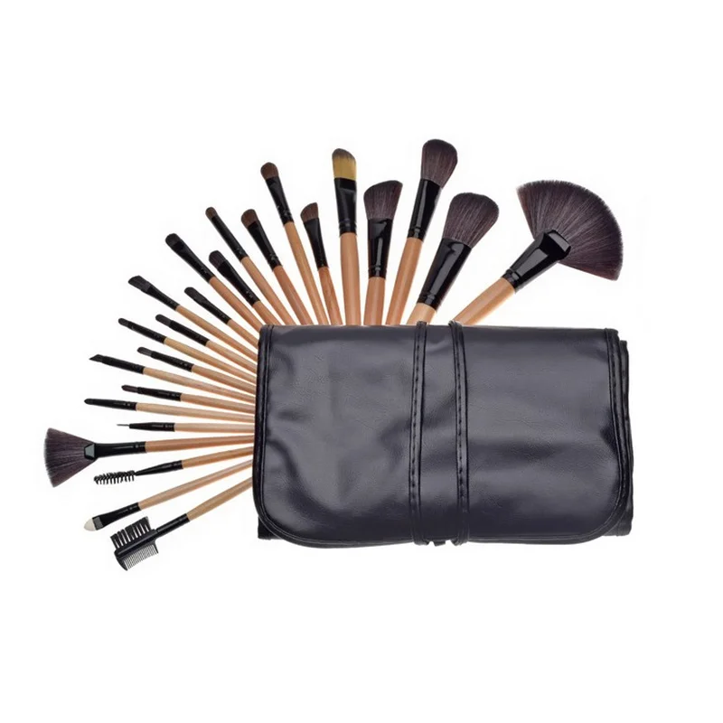 24PCS Makeup Brush Set With Bag Professional Cosmetic Brushes Eyebrow Powder Foundation Shadow Blush Synthetic Mixed Tools