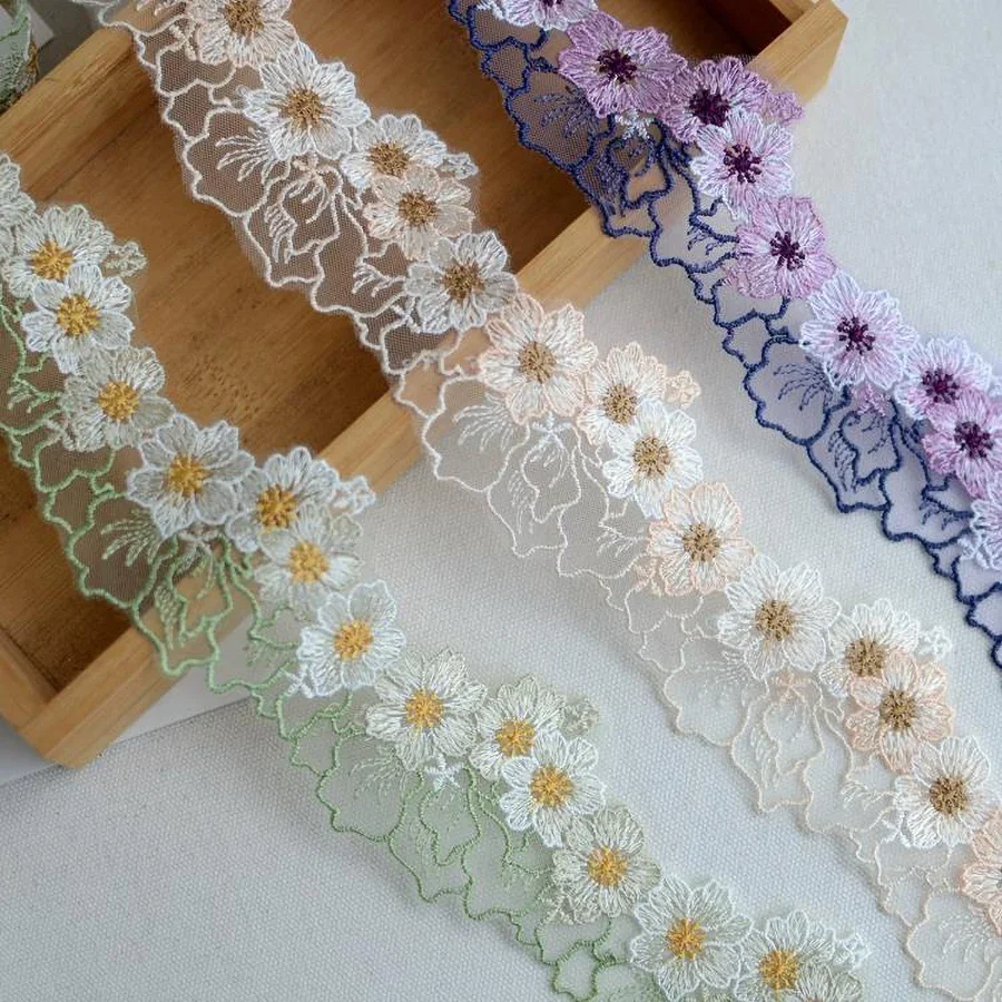 

1Yard Blue White Purple Lace Fabric Guipure Embroidery Ribbon Trim Sewing Applique 6CM Wide
