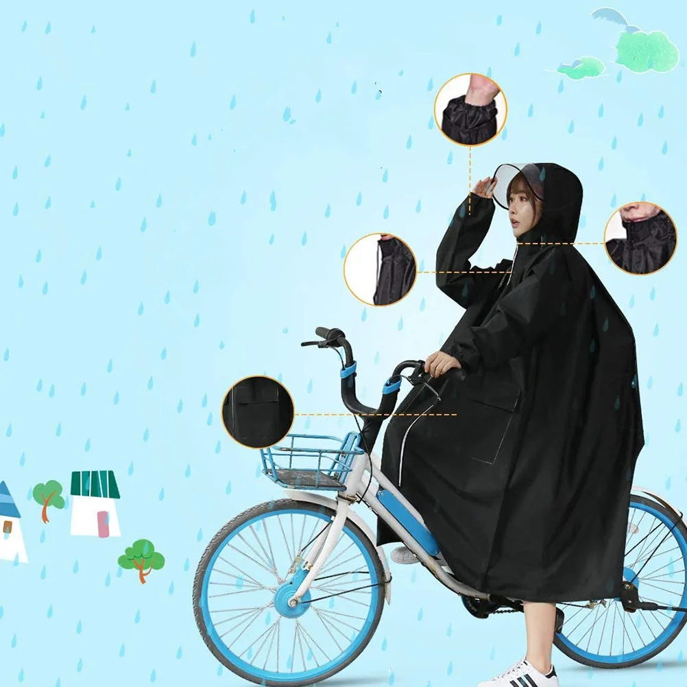 

Thicken Eva Reusable Raincoat Black Xl Fashion Waterproof Portable Rain Poncho Outdoor Travel Hiking Camping Adult Rainwear