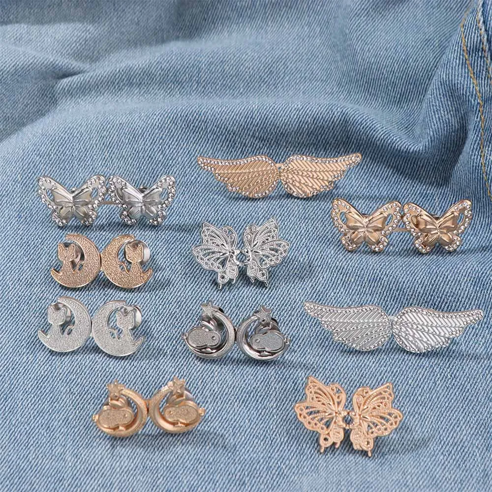 Personality Nail-free Butterfly Button Adjuster Invisible Cat Waist Buckle Adjustable Gold Pants Tightener Jeans