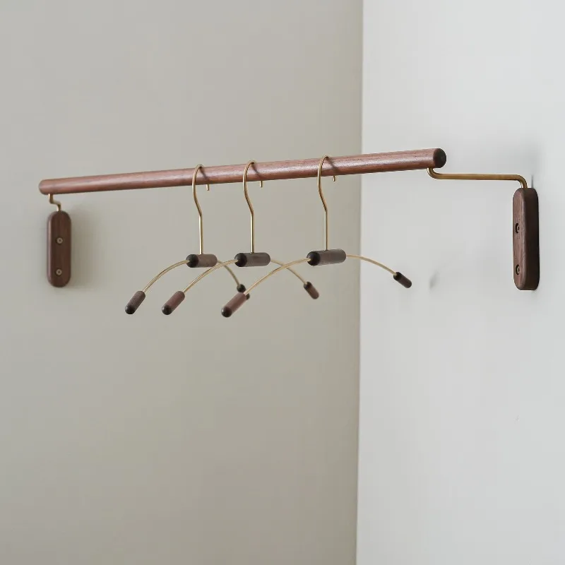 

Black Walnut Clothes Hanger Corner Wall Mounted Storage Rack Multi Functional Coat Stand Creative Versatile Clothing Pole