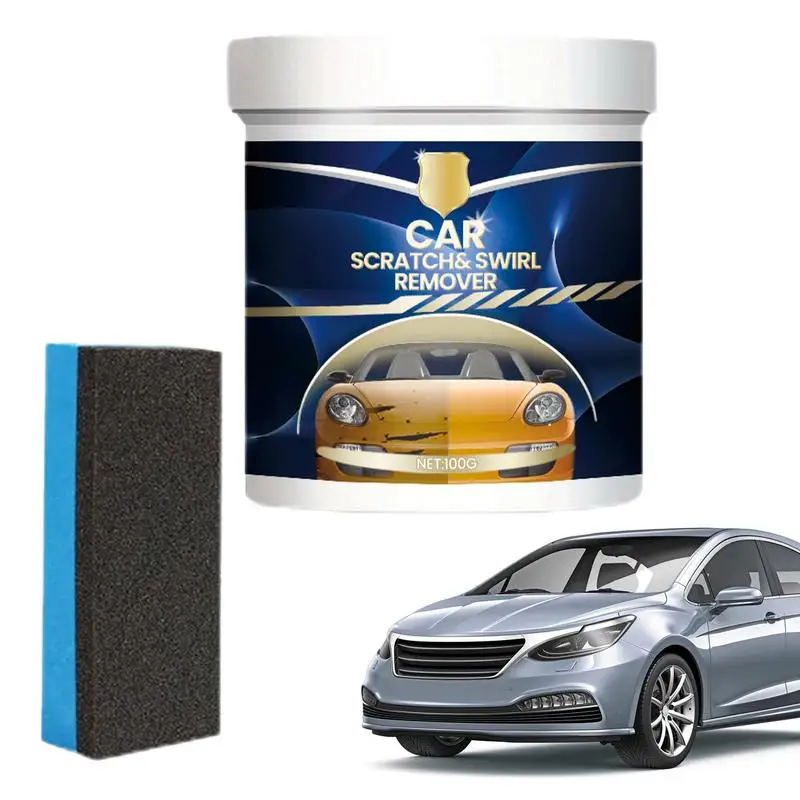 

100g Car Wax With Sponge Car Wax Scratch And Swirl Remover Solvent Car Polish Solvent For Repair Paint Scratches Agent