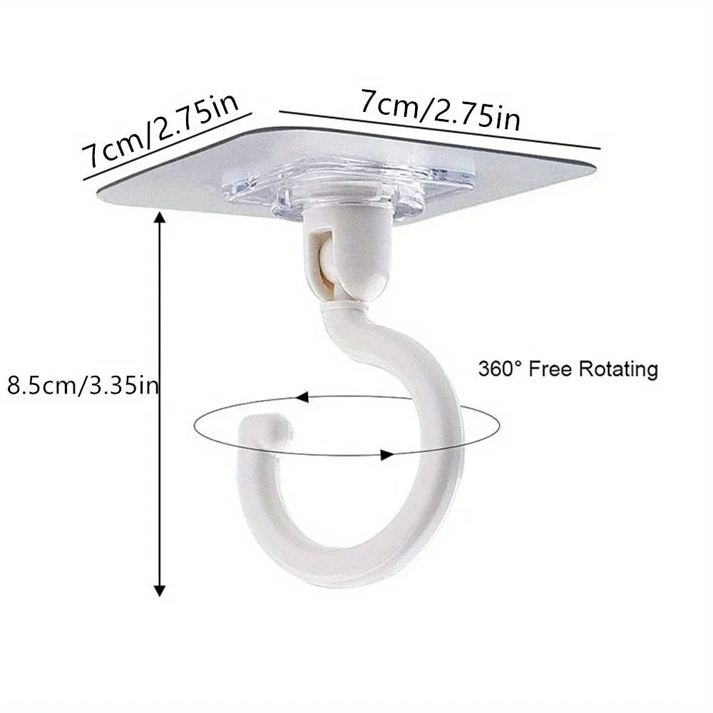 1/3/10 pieces transparent ceiling hook 360° rotatable ceiling wall hook home multifunctional kitchen bathroom self-adhesive hook