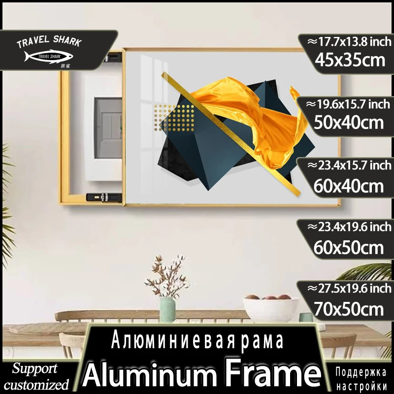 Modern Electric Meter Box Decoration Paintings Push-pull Covers Hanging Picture Wall Art Poster Mural With Metal Frame