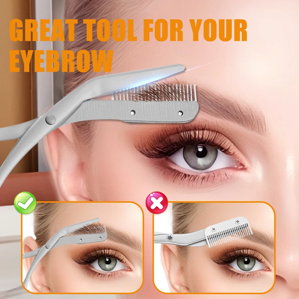 1 ชิ้นหวีคิ้ว Trimmer กรรไกรคิ้ว w/หวี, คิ้วสําหรับผู้ชาย/ผู้หญิง, คิ้วมีดโกน Trimmer Scraper ตัดมีด