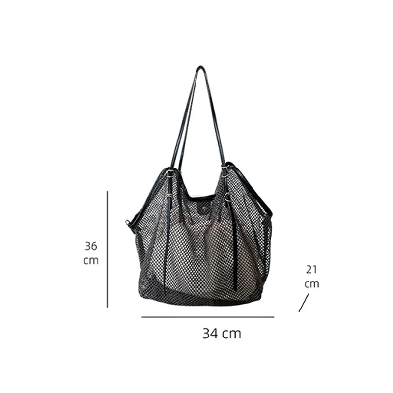 Neue Sommer-Mesh-Tragetasche, Große Kapazität Nischen-Mode-Schultertasche, Strand-Reise-Pendler-Fitness Ausgehöhlte Einkaufstasche – Detail 1
