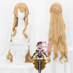 Genshin Impact Fontaine Navia Cosplay Perücke 95cm lange lockige Leinen Gold Perücke Anime Cosplay Perücke hitze beständige synthetische Perücken