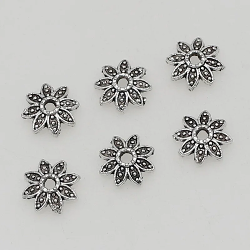 100pcs/Lot Antique Crafts Metal Bead Caps 8mm Manual Eight Petals Flower Spacers End Trays Receptacle DIY Jewelry Accessories