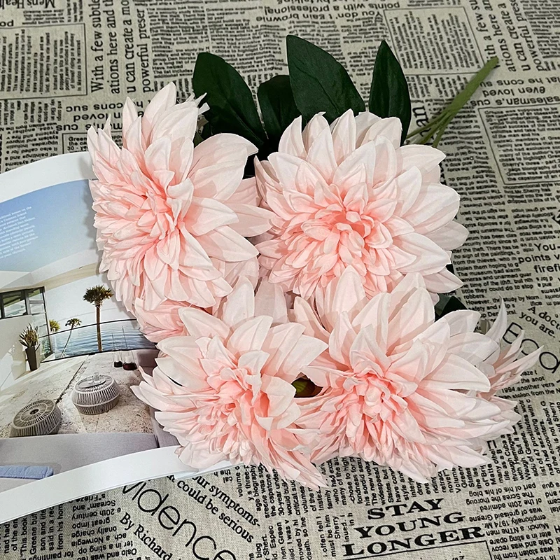 7 Head Simulated Dahlia Chrysanthemum Peony Wedding Hall Flower Arrangement Furniture Placement Living Room Home Decoration Prop