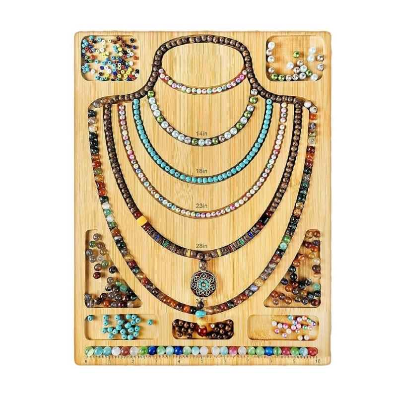 

Jewelry Beading Design Tray Bracelet Measurement Board Wooden Bead Board for Bracelets, Necklaces Making Durable 066C