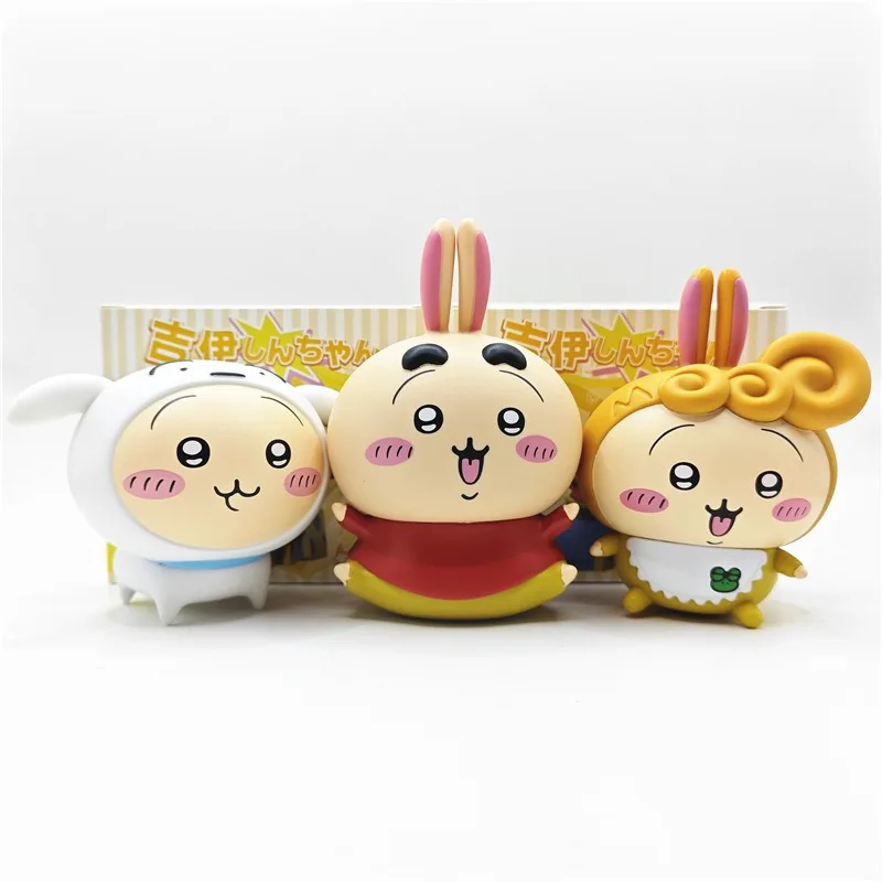 

chiikawa Crayon Shin chan collaboration Let's play together usagi Model figurines, car ornaments, girls, boys, holiday gifts