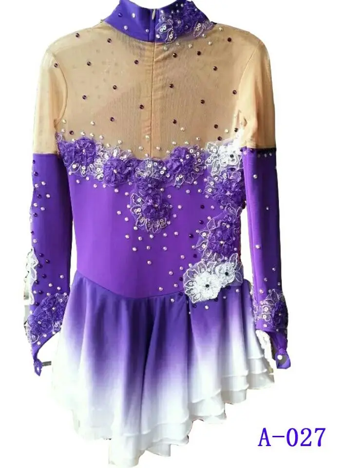 Ladies New Figure Skating Skirt Girls' Skating Performance Wear High Elastic Children's Purple Skating Skirt Professional