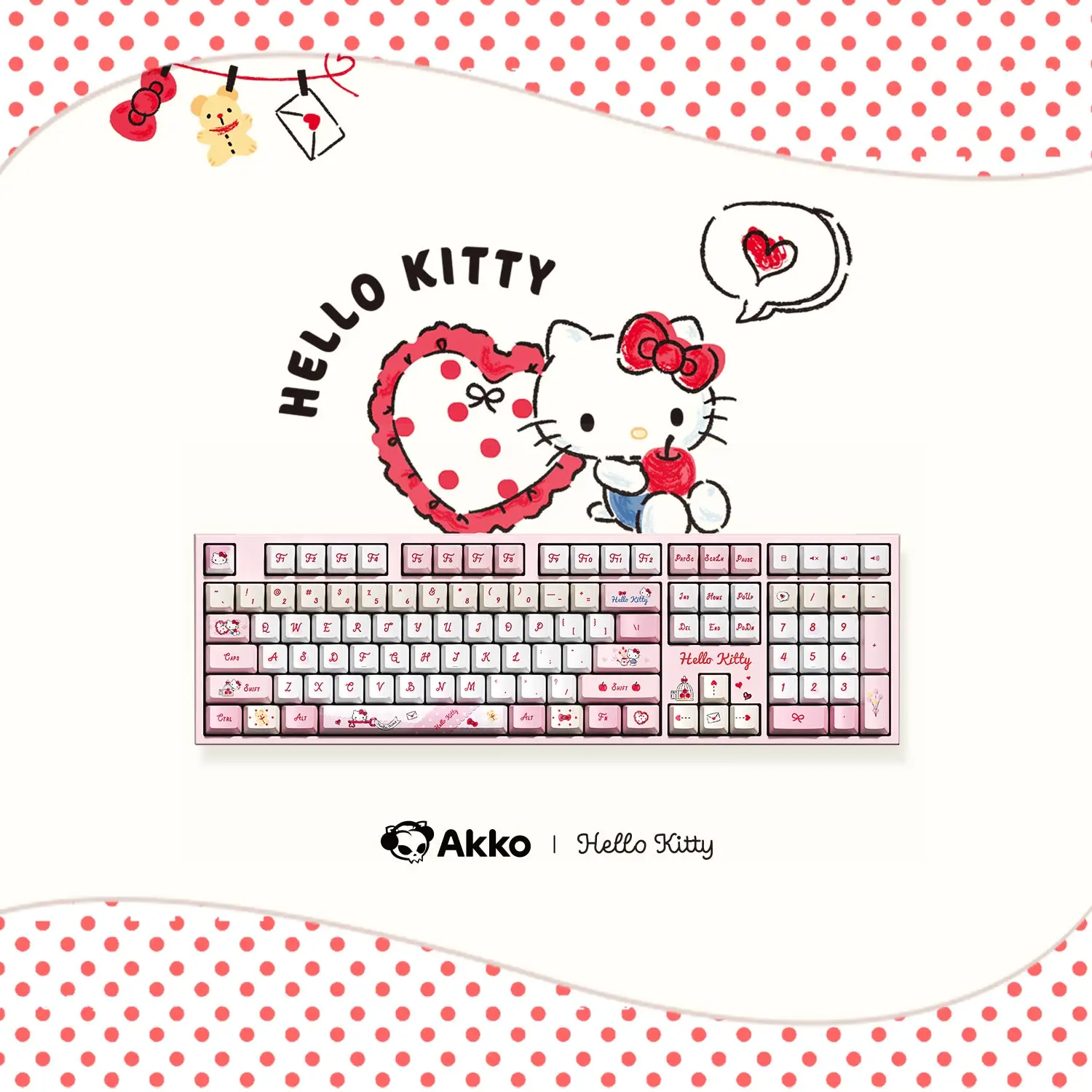 Akko 5108 V5 Mechanical Keyboard Hello Kitty 100% Full Size 1K ARGB Hot-swappable Type-C/2.4G&BT Wireless Custom Gaming Keyboard