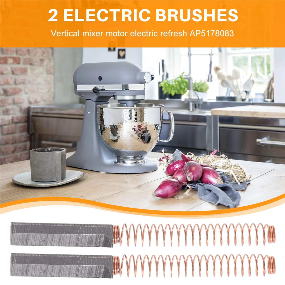 ว 10380496   แปรงมอเตอร์ผสมขาตั้งสําหรับ & Kitchen Aid Mixer Motor Brush ใหม่ AP 5178083 ,พีเอส 3495098 -2 แพ็ค